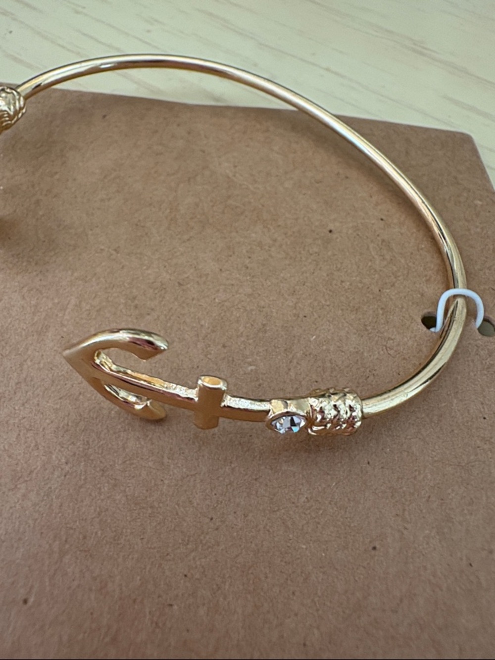 Francesca's Collections Gold Open Cuff Bracelet with Anchor Motifs - Picture 3 of 4